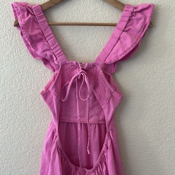 Dizzy Lizzy Pink Ruffle Shoulder Straps with Back lace up dress - Picture 7 of 11